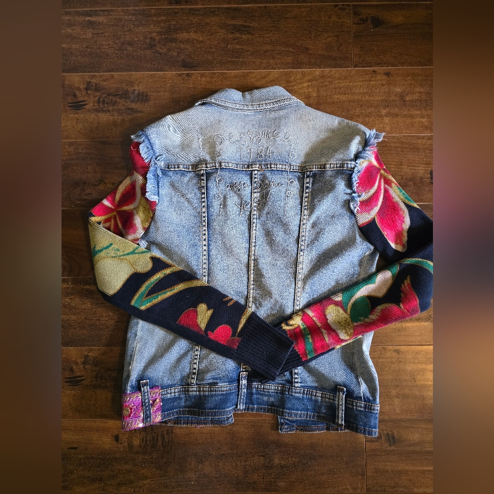 Desigual Multicolor Embellished Denim Jean Jacket - Picture 5 of 7